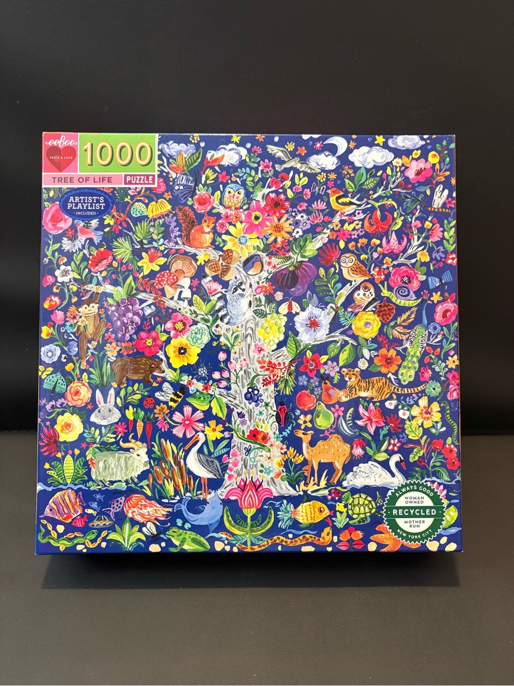 Eeboo Tree of Life 1000-Piece Puzzle - Colorful Floral & Animal Design